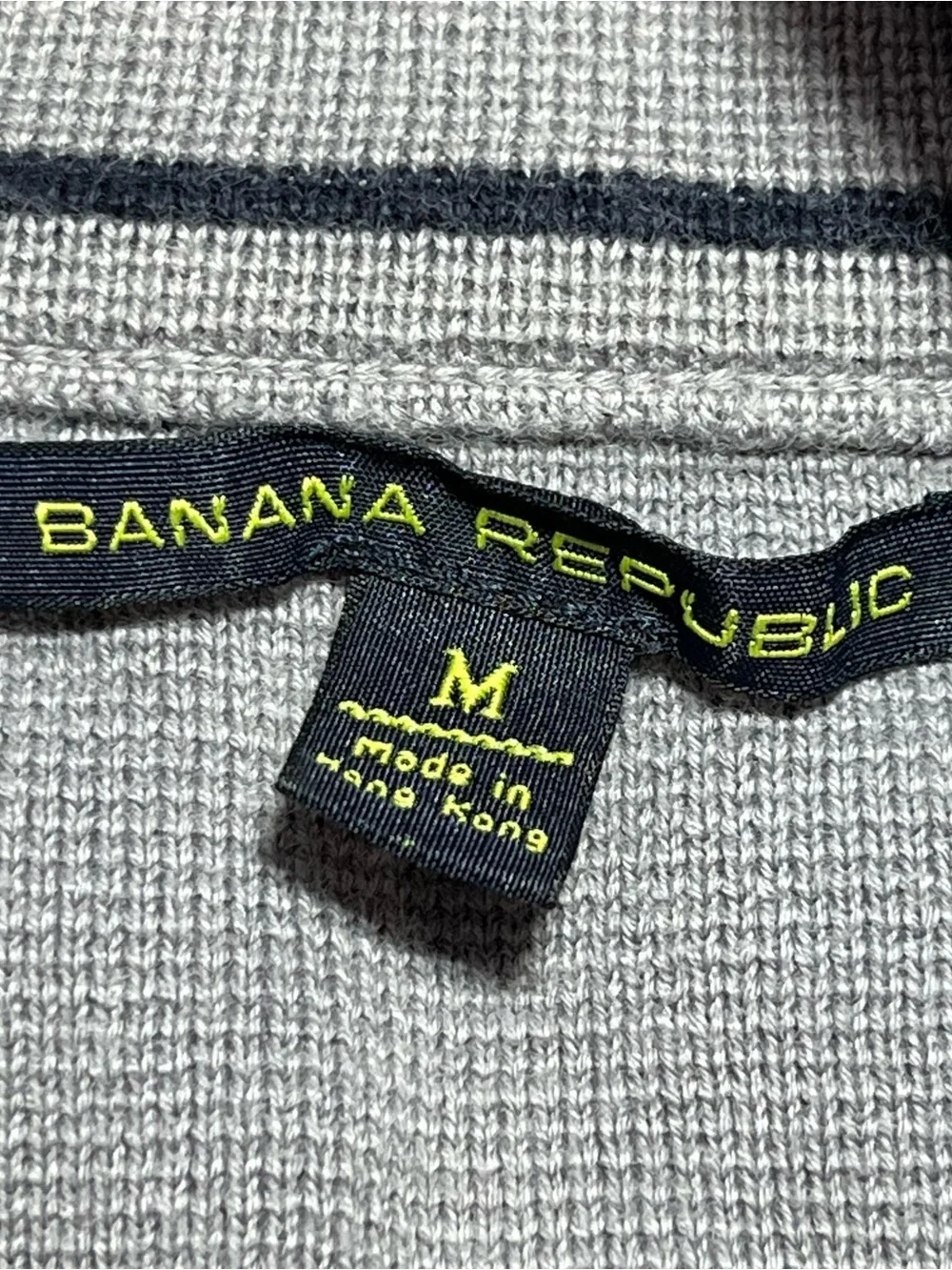 Vintage Banana Republic 1/4 Zip Knit Pullover Mens Medium Gray Elbow Patch